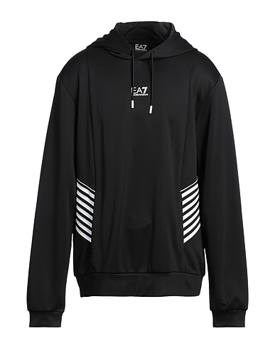 EA7 Hooded sweatshirt Black 100% Polyester, Elastane