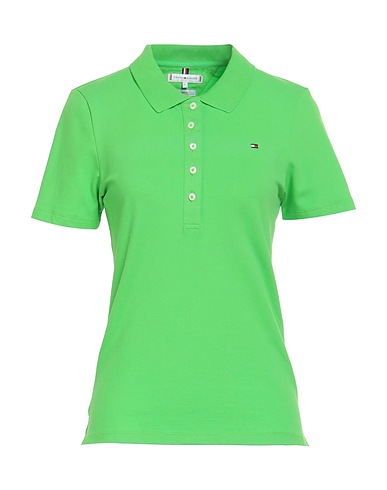 TOMMY HILFIGER Polo shirt Green 97% Cotton, 3% Elastane