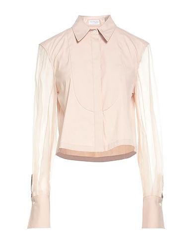 BRUNELLO CUCINELLI Shirts 72% Cotton, 23% Polyamide, 5% Elastane, Silk, Brass