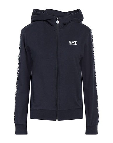 EA7 Hooded track jacket  Navy blue 95% Cotton, 5% Elastane