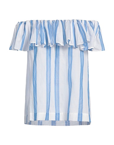 DESIGNERS REMIX Top spalle scoperte Blu 100% Cotone