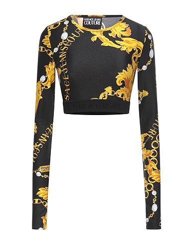 VERSACE JEANS COUTURE Crop top Black 80% Polyamide, 20% Elastane