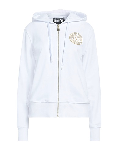 VERSACE JEANS COUTURE Hooded track jacket  White 100% Cotton