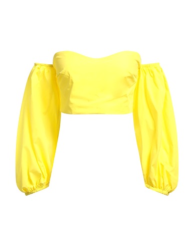 VICOLO Off-the-shoulder top Yellow 100% Cotton