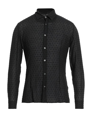 DANIELE ALESSANDRINI HOMME Striped shirt Black 100% Cotton