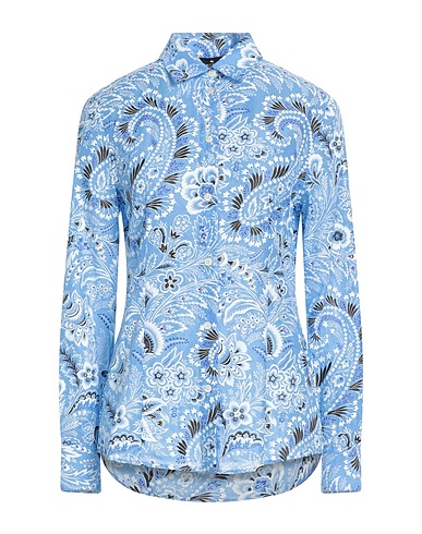 ETRO Patterned shirts & blouses Light blue 73% Cotton, 27% Silk