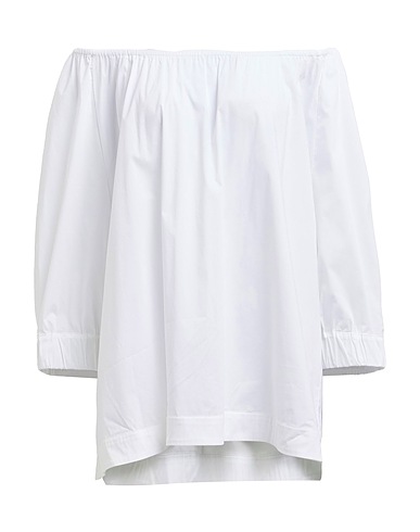 LIVIANA CONTI Off-the-shoulder top White 68% Cotton, 28% Polyamide, 4% Elastane