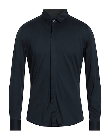 EMPORIO ARMANI Solid color shirt Midnight blue 100% Cotton