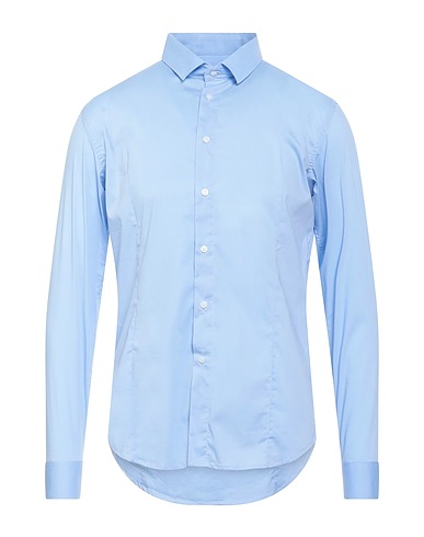 GREY DANIELE ALESSANDRINI Camicia tinta unita Celeste 61% Cotone, 35% Poliammide, 4% Elastan