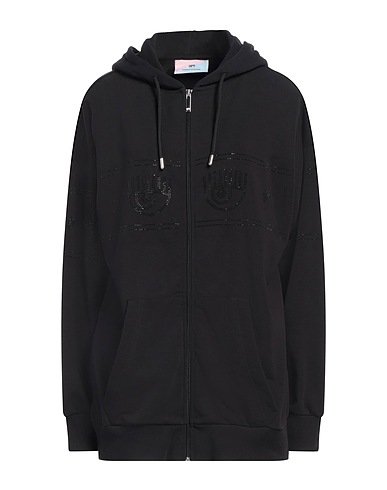 CHIARA FERRAGNI Hooded sweatshirt Black 85% Cotton, 15% Polyester, Elastane