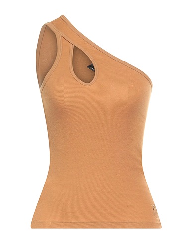 PINKO One-shoulder top Camel 95% Cotton, 5% Elastane
