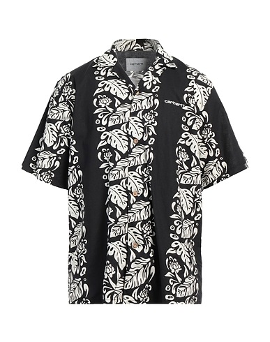 CARHARTT Patterned shirt Black 86% Cotton, 14% Linen