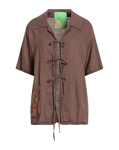 LOU LOU BELLE VILLE PARIS Camicia in lino Marrone 55% Lino, 45% Viscosa