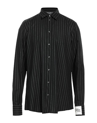 DOLCE&GABBANA Striped shirt Black 96% Virgin Wool, 4% Elastane