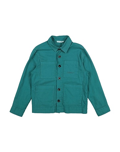 PAOLO PECORA Solid colour shirt Emerald green 54% Linen, 44% Cotton, 2% Elastane