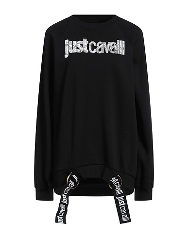 JUST CAVALLI Sweatshirt Black 100% Cotton, Elastane