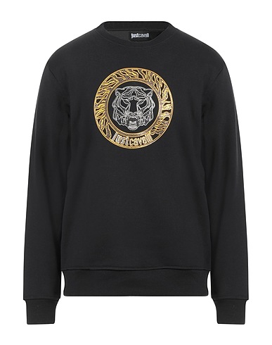 JUST CAVALLI Sweatshirt Black 100% Cotton, Elastane