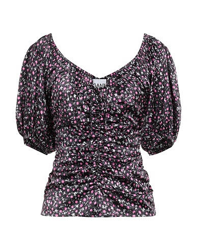 GANNI Top Black 92% Organic silk, 8% Elastane