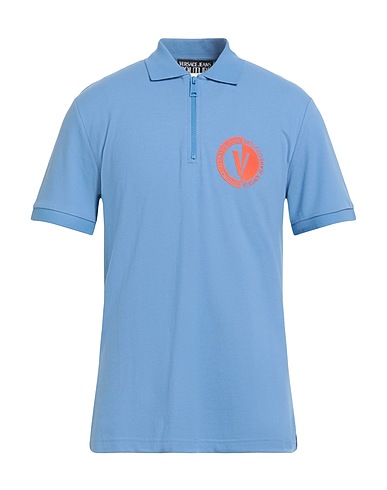 VERSACE JEANS COUTURE Polo Blu chiaro 100% Cotone
