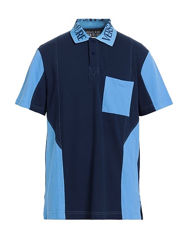VERSACE JEANS COUTURE Polo shirt Navy blue 100% Cotton, Lyocell, Polyester