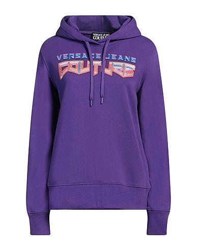 VERSACE JEANS COUTURE Hooded track jacket  Purple 100% Cotton, Elastane