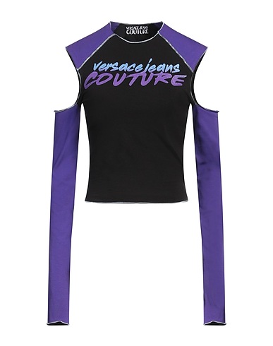 VERSACE JEANS COUTURE TOPWEAR Black 95% Cotton, 5% Elastane
