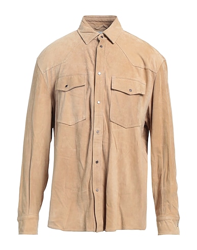 DONDUP Solid colour shirt 100% Lambskin