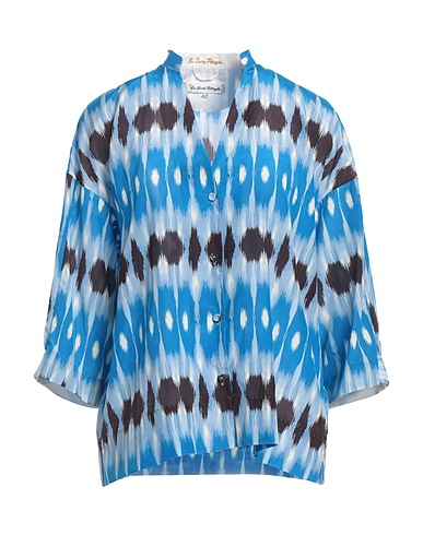LE SARTE PETTEGOLE Patterned shirts & blouses Azure 55% Silk, 45% Cotton