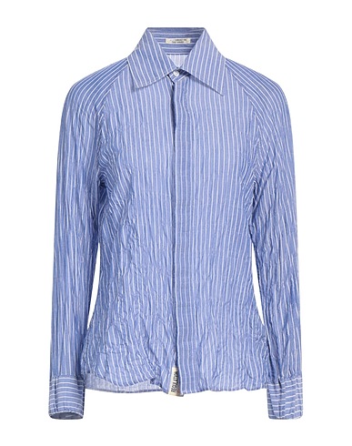 YOHJI YAMAMOTO Striped shirt Blue 50% Tencel™, 49% Cotton, 1% Polyurethane