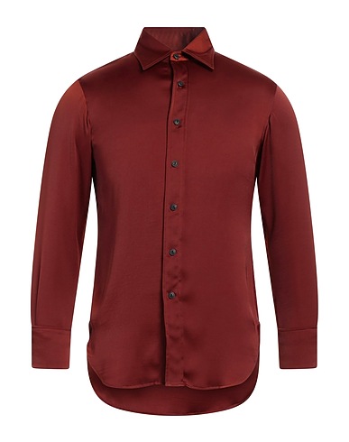 RAG & BONE Solid colour shirt Brown 65% Recycled polyester, 35% Polyester