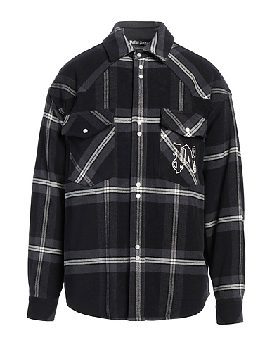 PALM ANGELS Checked shirt Black 100% Cotton, Polyester