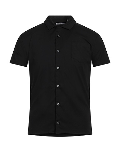 GREY DANIELE ALESSANDRINI Solid colour shirt Black 97% Cotton, 3% Elastane