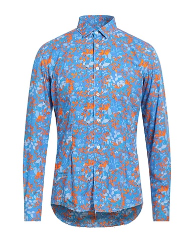 GREY DANIELE ALESSANDRINI Patterned shirt Azure 100% Cotton