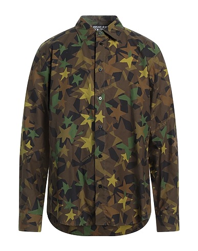 VERSACE JEANS COUTURE Patterned shirt Military green 100% Cotton