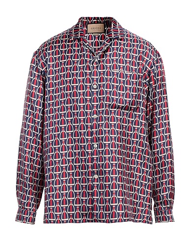 GUCCI Patterned shirt Navy blue 100% Silk