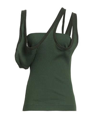 THE ATTICO Top Dark green 100% Cotton, Polyamide, Elastane