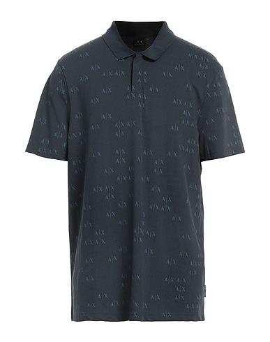 ARMANI EXCHANGE Polo shirt Navy blue 97% Cotton, 3% Elastane