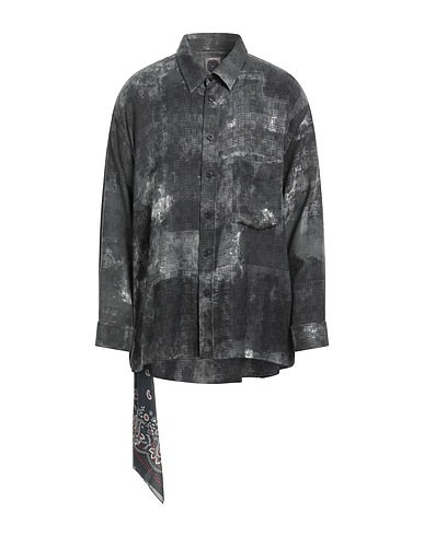 DESTIN Patterned shirt Lead 100% Wool
