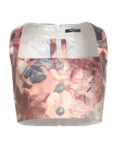 BALMAIN Top 100% Lambskin, Viscose