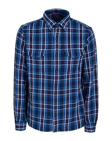 POLO RALPH LAUREN Checked shirt Slate blue 100% Cotton