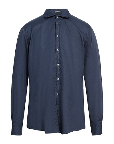 MASSIMO ALBA Solid colour shirt Slate blue 100% Cotton