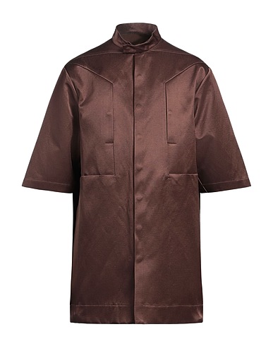 RICK OWENS Solid colour shirt Chocolate brown 81% Cotton, 19% Silk