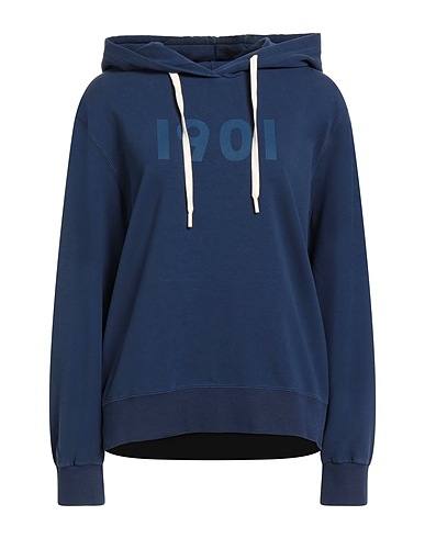 CIRCOLO 1901 Hooded track jacket  Blue 93% Cotton, 7% Lycra®