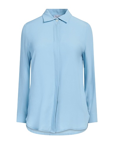 HOPPER Solid colour shirts & blouses Sky blue 69% Acetate, 31% Silk