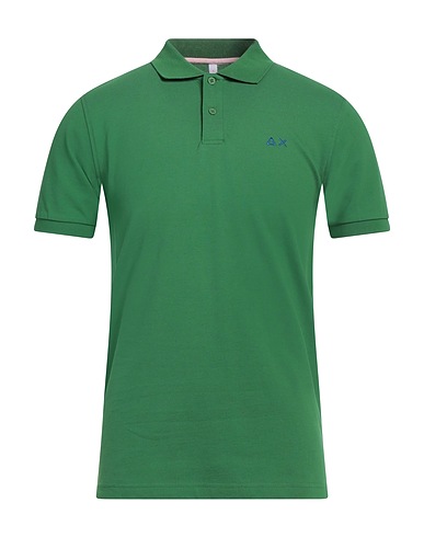 SUN 68 Polo shirt Green 95% Cotton, 5% Elastane
