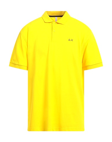 SUN 68 Polo shirt Yellow 95% Cotton, 5% Elastane