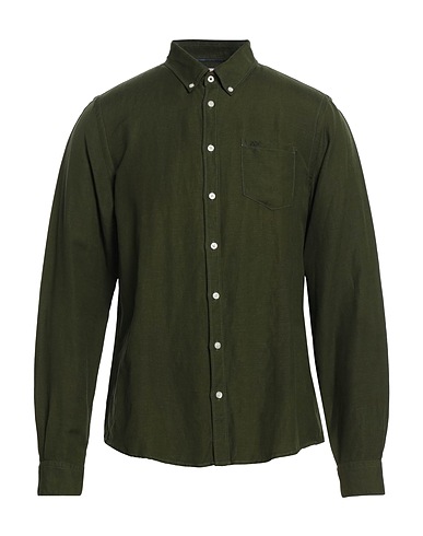 SUN 68 Linen shirt Dark green 52% Linen, 48% Viscose