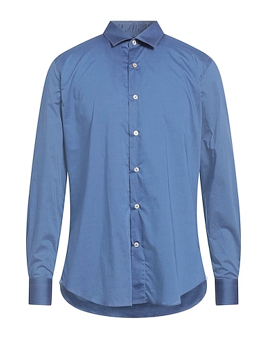 GIANNETTO PORTOFINO Solid color shirt Slate blue 100% Cotton