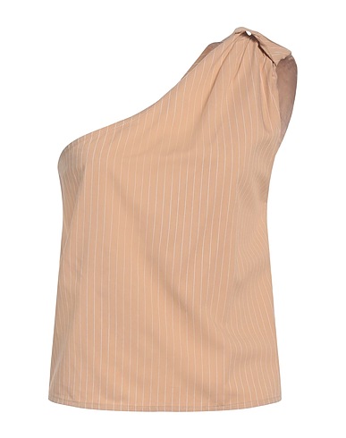 FEDERICA TOSI One-shoulder top Sand 88% Viscose, 12% Polyamide