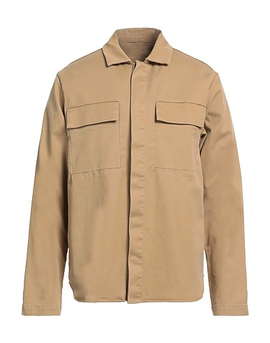 NINE IN THE MORNING Solid colour shirt Camel 98% Cotton, 2% Polyurethane